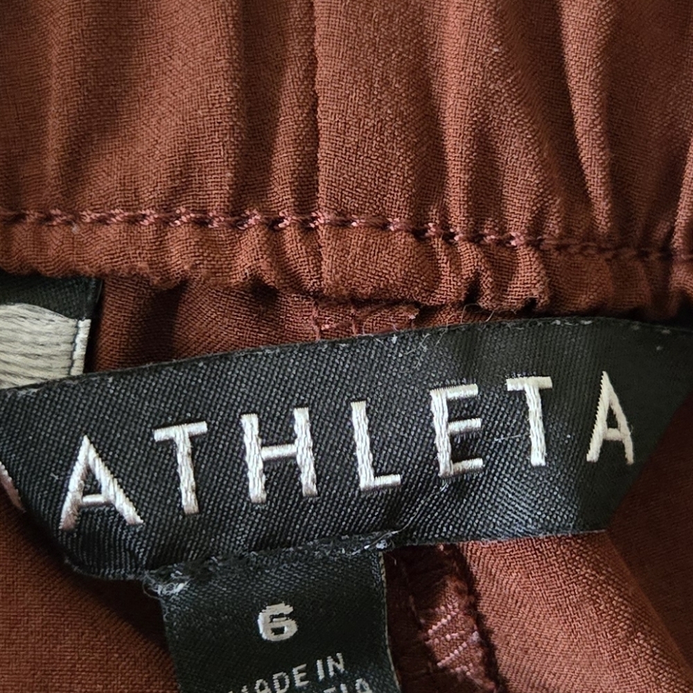 Athleta Pant 6 Rust Brown Skyline Belt Paperbag Travel Work Gorpcore Comfy Light - Picture 5 of 15